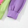 Women's Pink Colorblock Exposed Seam Crewneck Casual Sweatshirt - Image 9