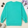 Women's Aruba Blue Solid O-Neck High Low Hem Pullover Sweatshirt - Image 6