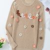 Women's Parchment Hello Floral Embroidered Knit Loose Sweater - Image 3