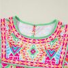 Women's Orange Geometric Print Long Sleeve Blouse with Keyhole Back - Image 7