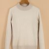 Women's Apricot Thermal Lined Ribbed Knit Mock Neck Sweater - Image 9