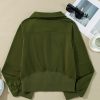 Women's Moss Green Quarter Zip Sweatshirt with Kangaroo Pocket - Image 13