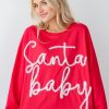 Women's Fiery Red Santa Baby Tinsel Graphic Oversize Sweatshirt - Image 10