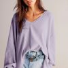 Women's Orchid Petal Waffle V Neck Long Sleeve Blouse - Image 5