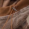 Women's Chestnut Corduroy Half Zipper Hoodie with Kangaroo Pocket - Image 12