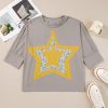 Women's Medium Grey Floral Starbust Exposed Seam Long Sleeve Top - Image 13