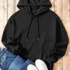 Women's Black Fleece Lined Kangaroo Pocket Hoodie - Image 7