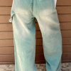 Women's Smoke Green Mineral Wash Drawstring High Waist Wide Leg Jeans - Image 2