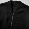 Women's Black Plain Half Zip V-Neck Ribbed Edge Loose Tracksuit - Image 9