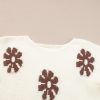 Women's White Colorblock Floral Pattern Long Sleeve Sweater - Image 15