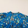 Elegant Blue Floral Notched V Neck Half Sleeve Plus Size Blouse for Women - Image 9