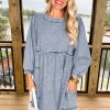 Women's Beau Blue High Waist Loose Fit Denim Mini Dress - Image 3