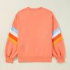 Women's Flamingo Rainbow Striped Sleeve Crew Neck Loose Sweatshirt - Image 6