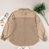 Women's Goat Mineral Wash Textured Patchwork Loose Fit Shacket - Vintage Inspired Casual Jacket - Image 11