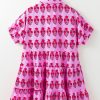 Sachet Pink Floral Print Short Sleeve Flowy Dress with Multi Buttons - Image 4