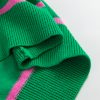 Women's Green Stripe Colorblock Cardigan with Cute Bow Detail - Image 11