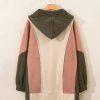 Women's Oversized Beige Color Block Patchwork High-Low Hoodie - Image 7