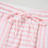 Chic Pink Stripe Knitted Short Sleeve Top and Drawstring Shorts Set for Women - Image 14