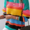 Women's Yellow Colorblock Mixed Textured Drop Shoulder Sweater for Casual Fall Style - Image 5