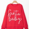 Plus Size Fiery Red Santa Baby Tinsel Crew Neck Sweatshirt for Women - Image 3