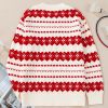 Women's White Western Geometric Patterned Crew Neck Loose Sweater - Image 7