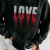 Women's Black Rhinestone LOVE Graphic Crewneck Sweatshirt for Valentine's Day - Image 2