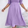 Wisteria Swiss Dot Smocked Frilled Neckline Short Sleeve Plus Size Maxi Dress - Image 5