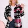 Women's Black Plaid Colorblock Loose Fit Shacket - Image 3