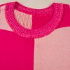 Women's Rose Red Mixed Checkered Pattern Drop Shoulder Sweater - Image 8