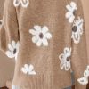 Women's Smoke Gray Floral Print V Neck Knitted Button Up Cardigan - Image 3