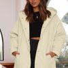 Women's Beige Quilted Hooded Coat with Snap Button Closure - Image 13