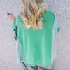 Women's Colorblock Stitching Patchwork Green Buttoned Long Sleeve Top - Image 2