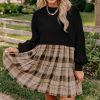 Chic Women's Black Plaid Patchwork High Waist Sweatshirt Mini Dress - Image 7