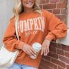 Women's Orange PUMPKIN Spice Corded Crewneck Sweatshirt - Image 7