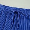 Women's Sky Blue Corded Drawstring High Waist Plus Size Wide Leg Pants - Image 12