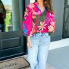 Women's Elegant Rose Blooming Flower Print Ruffled Puff Sleeve Blouse - Image 6