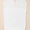 Women's Elegant White Eyelet Knit Tied Back Short Sleeve Sweater - Image 5