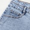 Women's Beau Blue Rhinestone High Waist Denim Shorts with Raw Hem - Image 11