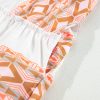 Women's Orange Geometric Print Ruffle Tiered Mini Dress with V Neck - Image 11