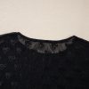 Women's Black Mesh Bow Pattern Long Sleeve Top - Sheer and Chic - Image 8