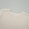 Elegant Women's Beige Hollow Out Crochet O Neck Short Sleeve Sweater Tee - Image 16