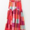 Women's Multicolour Plaid Print Ruched High Waist Casual Maxi Skirt - Image 7