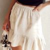 Women's Beige Tiered Ruffled Hemline Mini Skirt with Elastic Waist - Image 5