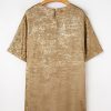 Women's Gold Metallic Luster Crewneck Mini T-Shirt Dress - Chic Casual Style - Image 6