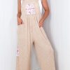 Women's Jet Stream Floral Patchwork Wide Leg Jumpsuit with Ribbed Fabric and Side Pockets - Image 5