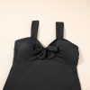 Chic Black Plus Size Textured Knotted Ruffled Trim One Piece Swimwear for Women - Image 27