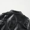 Women's Black PU Leather Lapel Collar Zipper Jacket - Image 15