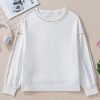 Women's White Rainbow Contrast Trim Drop Shoulder Pullover Sweatshirt - Image 6