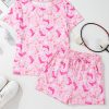 Women's Pink Western Boots Printed Short 2-Piece Lounge Set for Summer - Image 9