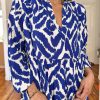 Women's Western Inspired Blue Abstract Geometric Maxi Dress - Image 6